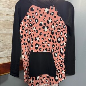 Stylish Black and Pink Animal Print Hoodie LuLaroe Sm